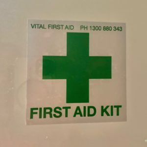 Inside window first aid sticker